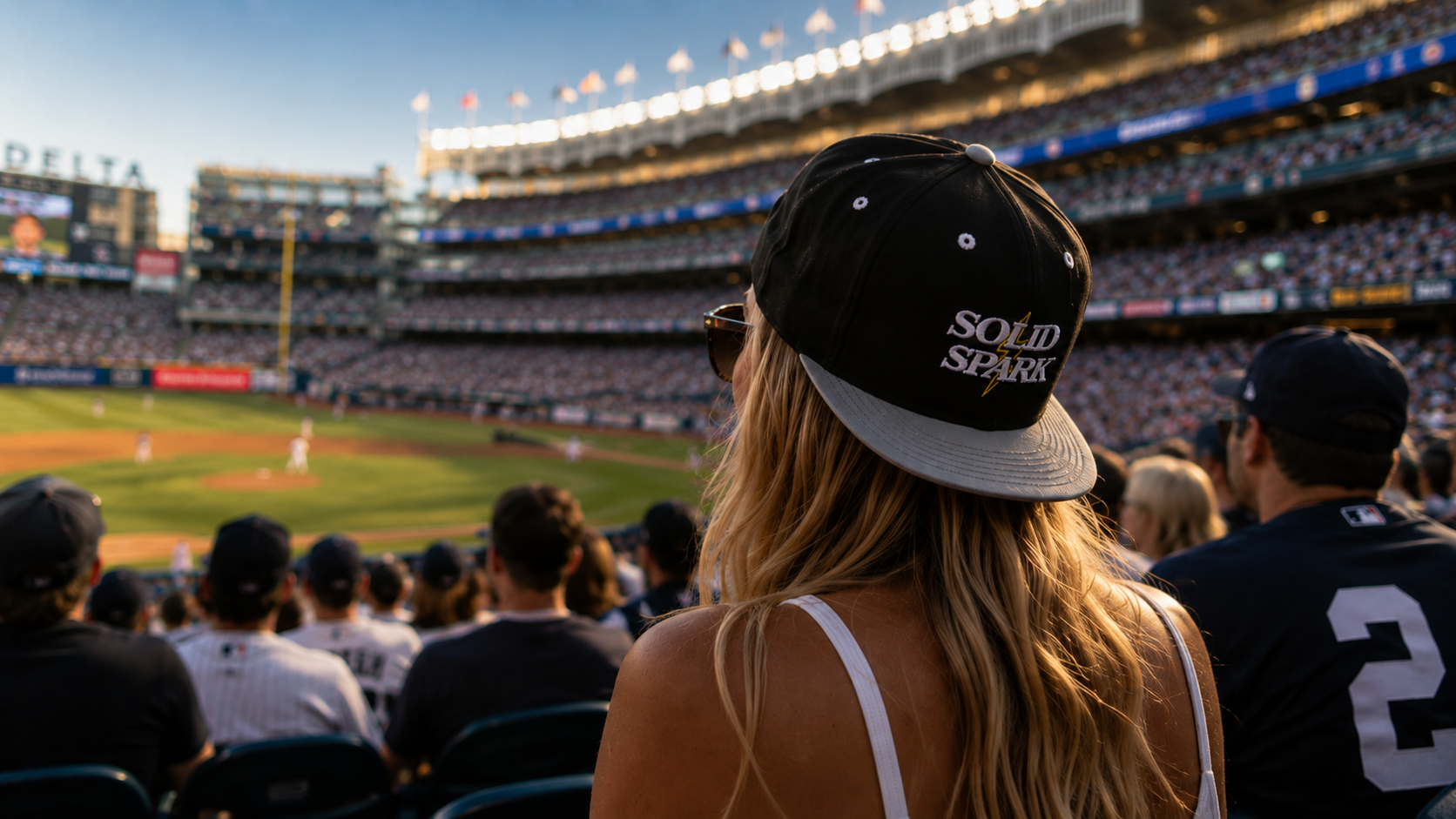 Solid Spark hat at a baseball game